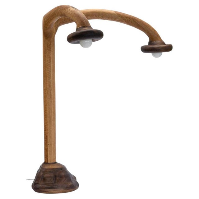 Gold Walnut and Red Oak Floor Lamp by Alexander Knysch For Sale - Image 8 of 8