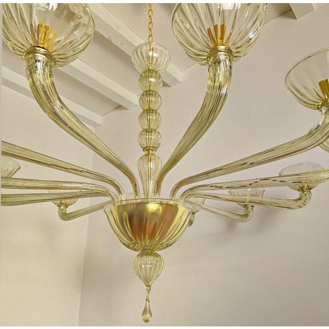 1980s 1980s Large Green Murano Glass Mid-Century Modern Chandelier For Sale - Image 5 of 10