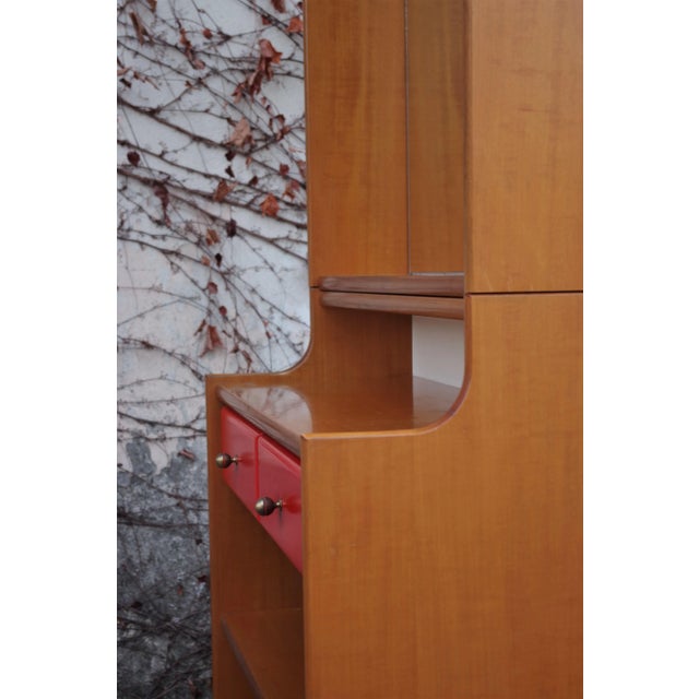 Beech mirrors with drawers. From the 1970s.