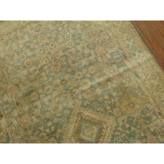 Soft Green Vintage Persian Malayer - 4'2" x 6'8" For Sale In New York - Image 6 of 8
