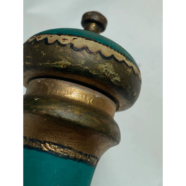 Wood Vintage Italian Florentine Gold, Green & Red Pepper Mill/Grinder For Sale - Image 7 of 13