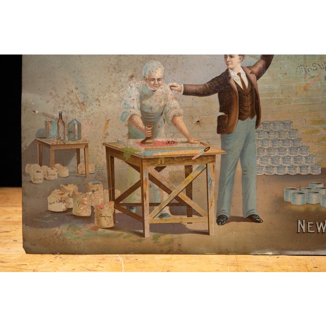Early 20th Century Early 20th Century "Masury's Pure Colors" Paint Tin Litho Advertising Sign For Sale - Image 5 of 12