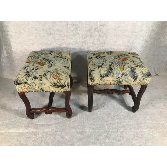 Pair of French Baroque-Style Walnut Tabouret, 19th Century For Sale - Image 4 of 4