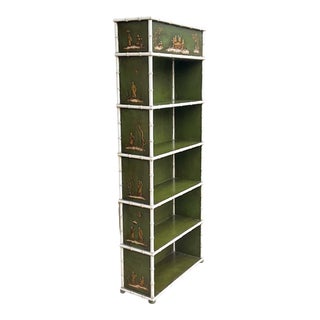 1970s Regency Style Painted Chinoiserie Faux Bamboo Bookshelf / Bookcase / Etagere For Sale
