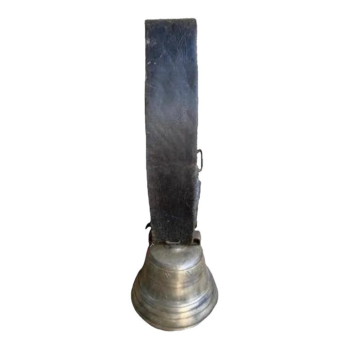 1900s Bronze Swiss Cowbell on Leather Strap #15 | Chairish