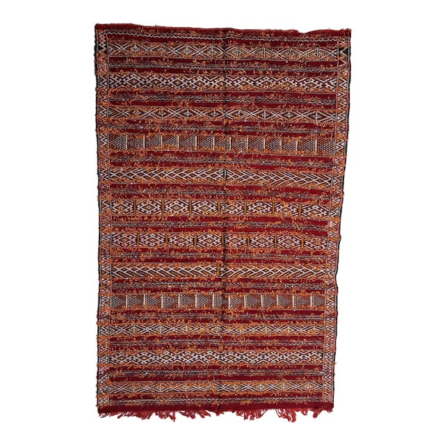 1980s Moroccan Kilim Zemmour Rug - 9.5 X 5.35 Ft For Sale