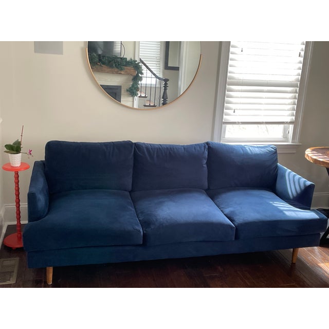 West Elm Haven Loft Sofa in Ink Blue Performance Velvet Chairish