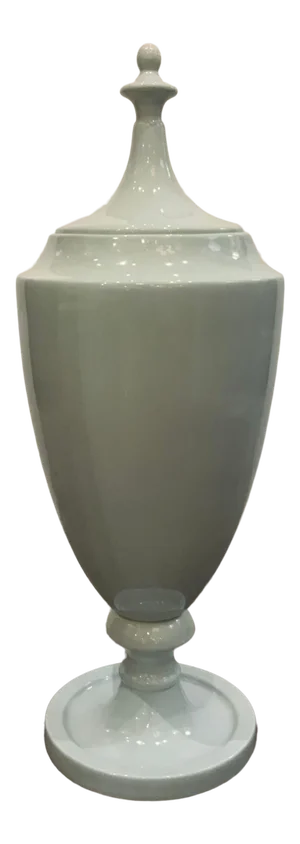 Modern Chalk Blue Glaze Ceramic Urn With Lid