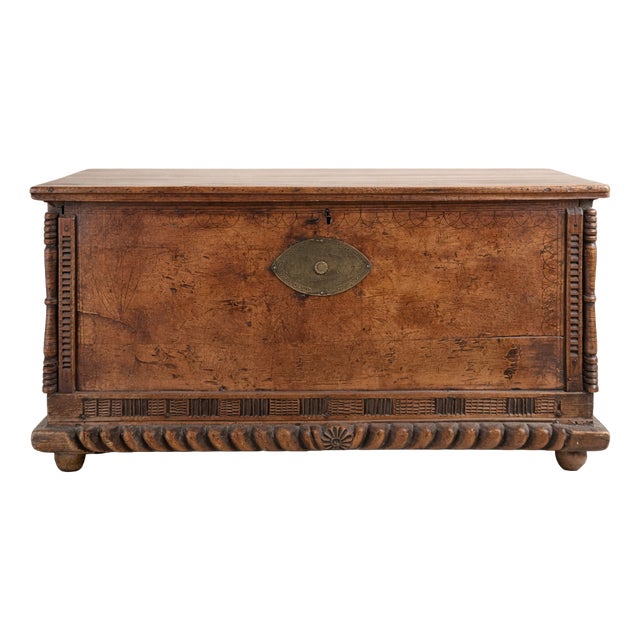 Carved Wooden Chest For Sale