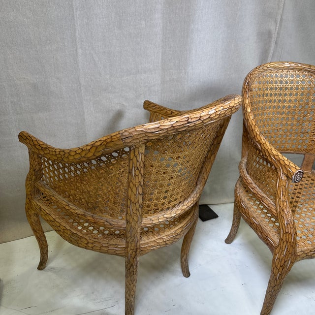 Wood Pair of Stunning Regency Styled Carved Wood Chair 1960s For Sale - Image 7 of 12