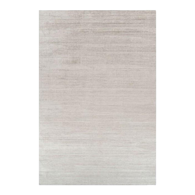Rug & Kilim’s Oversized Textural Rug in Solid Taupe and White Tones and Striae - 12x18 For Sale