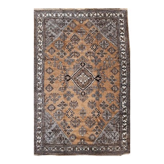 Vintage Persian Bakhtiari Rug, Hand-Knotted Wool, Allover Geometric Pattern, Camelhair & Ivory, 8x11 For Sale