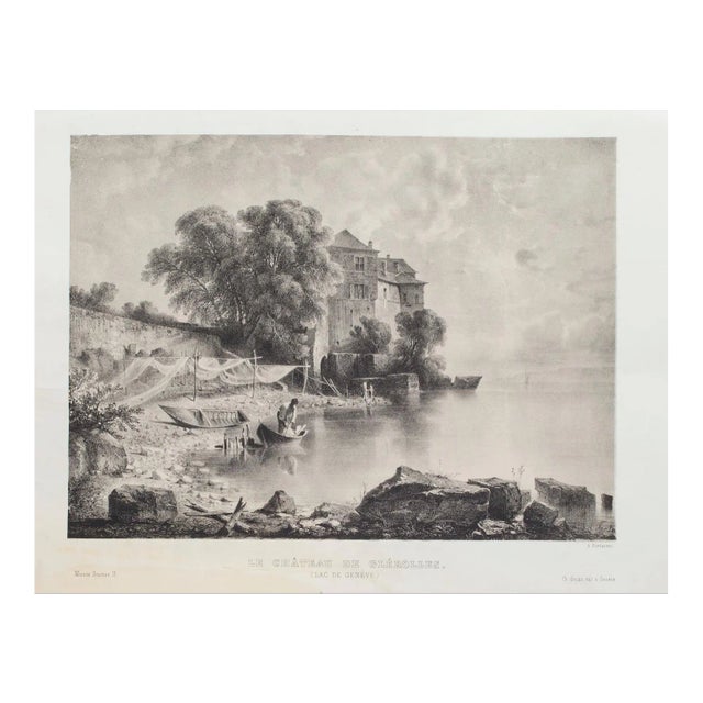 Antonio Fontanesi, Lac De La Geneve, Lithograph, Mid-19th Century For Sale