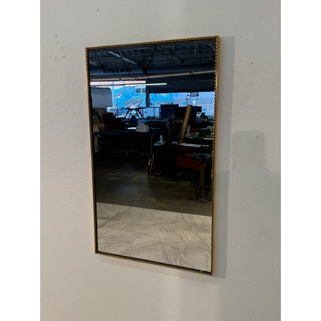 Large Wall Mirror With Beaded Gilt Frame, Italy 1950s For Sale - Image 4 of 5