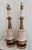 This pair of mid-century beauties feature stunning cream-colored crackle glazed ceramic bodies accented with deep russet-...