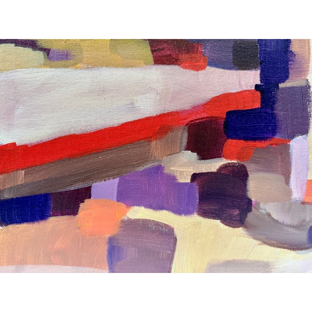 Chromatic Drift — Bright Abstract Painting on Panel, Circa 2008, Cream & Gold Frame For Sale - Image 4 of 4