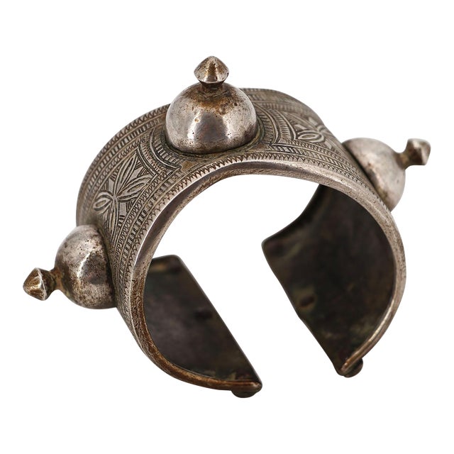1900s Tribal Silver Cuff Bracelet, Berber, North Africa For Sale