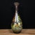 Yellow Inside-Painted Glass Vase – Bird & Bamboo Motif, Long Neck For Sale - Image 8 of 9