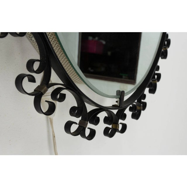 1960s French Illuminated Mirror in Metal Frame, 1960s For Sale - Image 5 of 11