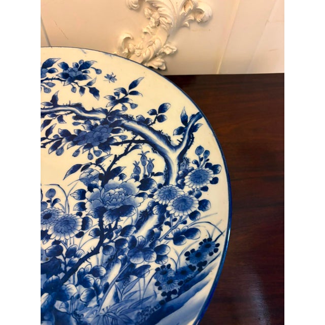 Large Antique Japanese Arita Imari Blue and White Porcelain Chargers, 1900, Set of 2, in Very Good conditions. Designed...