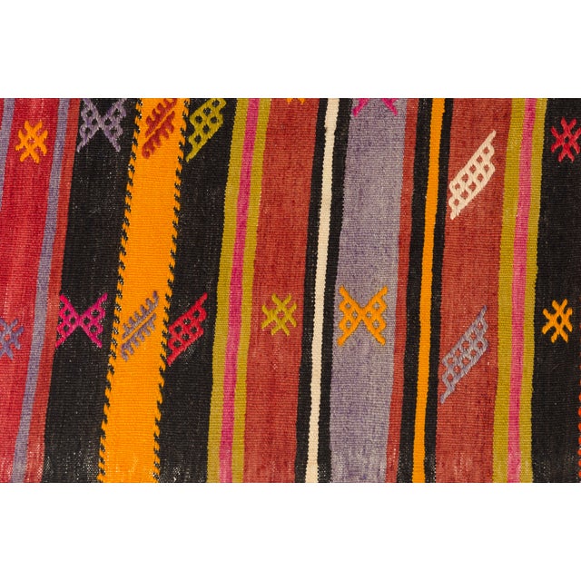 1950s Handwoven Striped Tribal Rug With Small Geometric Motifs For Sale - Image 6 of 10
