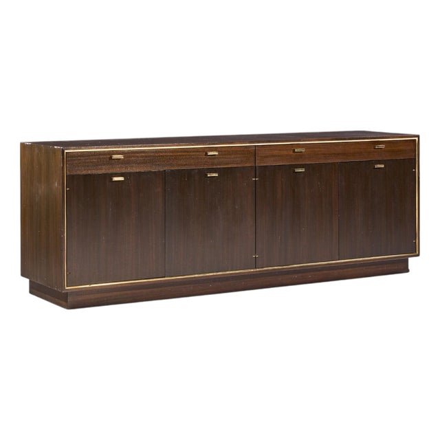 Harvey Probber Mid Century Mahogany and Brass Credenza For Sale
