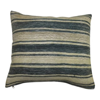 Zabihi Collection Green Khaki Beige Turkish Kilim Pillow For Sale