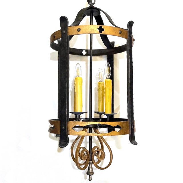 Custom XL Hand-Forged Wrought Iron Medieval Gothic Hanging Lantern by Kevin Clark Originals For Sale - Image 13 of 13