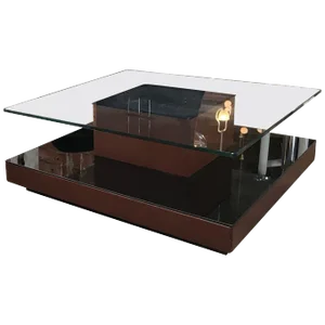 Osvaldo Borsani Square Coffee Table in Leather and Mirror, Italy, 1970s
