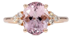 2.7Ct Cor De Rosa Morganite Ring With Earth-Mined Diamonds: Solid 14k Gold, Size 6.75