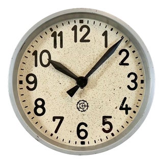 Industrial Factory Grey Wall Clock from Chronotechna, 1950s For Sale