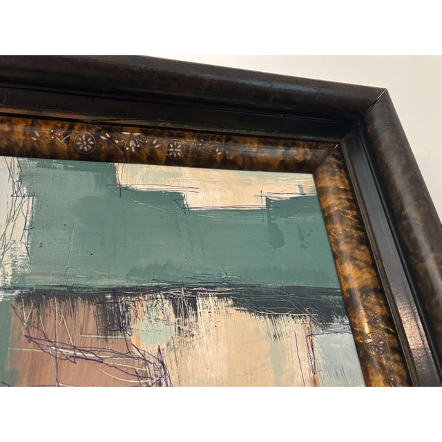 Contemporary “Matcha" Abstract Art in Antique Frame, Transitional Living Room Art by JTS For Sale - Image 3 of 10