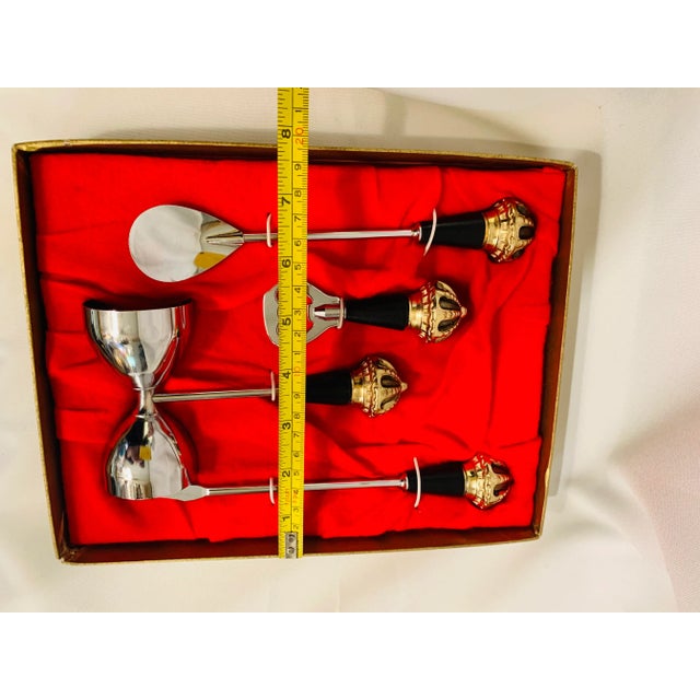Swank Mid-Century Crown Bar Set in Original Box - Set of 4 For Sale - Image 9 of 11