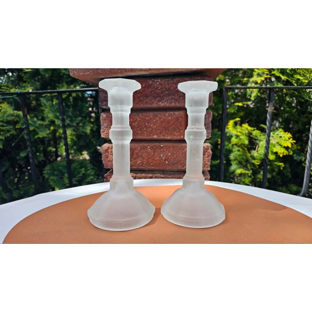 1970s Glass Candlesticks, 1970s, Set of 2 For Sale - Image 5 of 5