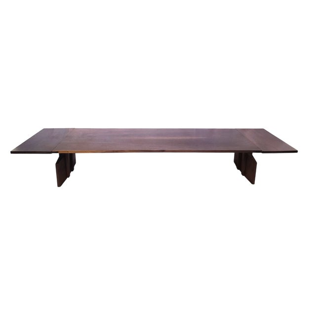 Stunning Solid Black Walnut Architecturally Significant Japanese Influenced Coffee Table For Sale - Image 4 of 12