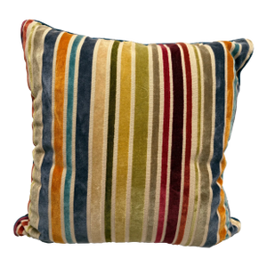 Vintage Velvet Striped Accent Pillow