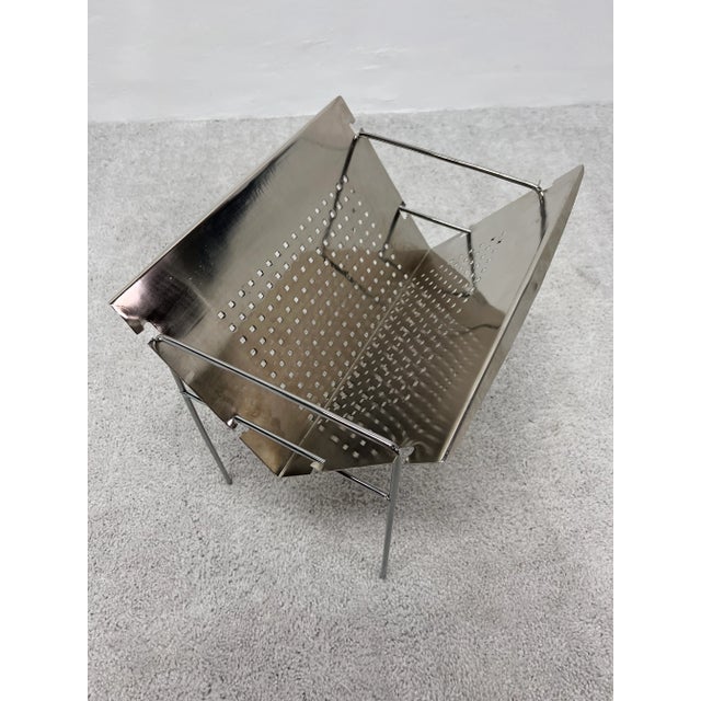 Mid-Century Brazilian Modern Perforated Chrome Magazine Rack, 1960s For Sale - Image 9 of 13