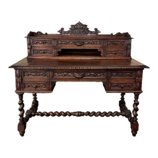 19th Century French Renaissance Hand-Carved Wall Desk For Sale