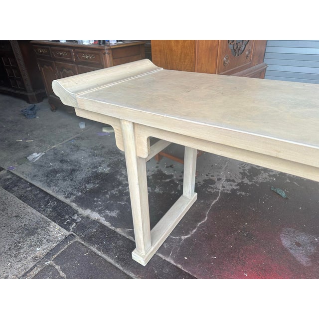 Ivory Late 20th Century McGuire San Francisco Monumental 93" Cerused Wood Ming Style Altar Table For Sale - Image 8 of 12