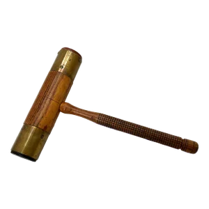Beautifully Hand Made Antique American Chestnut Wood & Brass Shipwrights - Ship Builders Caulking Hammer - Mallet