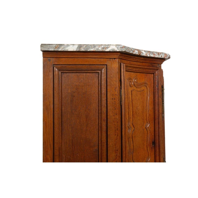 French Provincial Antique Oak and Marble Buffet Sideboard Cabinet Ca. 1880 For Sale - Image 9 of 12