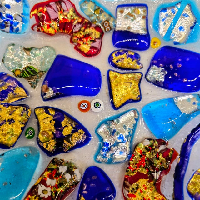 Baccerini Portofino Fused Art Glass Catchall Dish – Blue & Gold Square Italian Trinket Tray For Sale In Dallas - Image 6 of 8