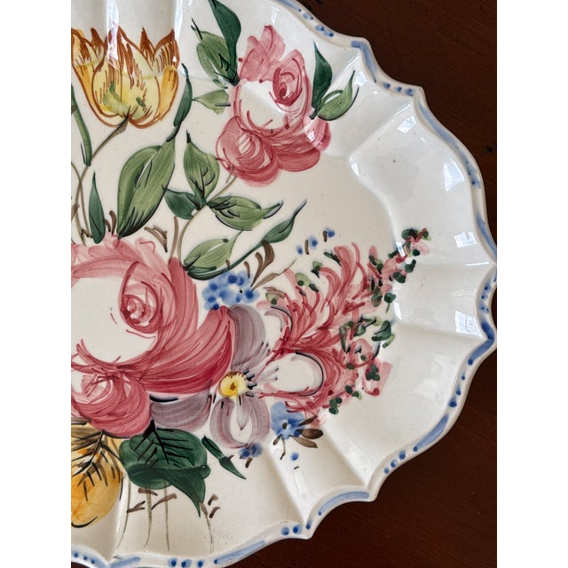 Italian Hand Painted Floral Platter For Sale - Image 9 of 10