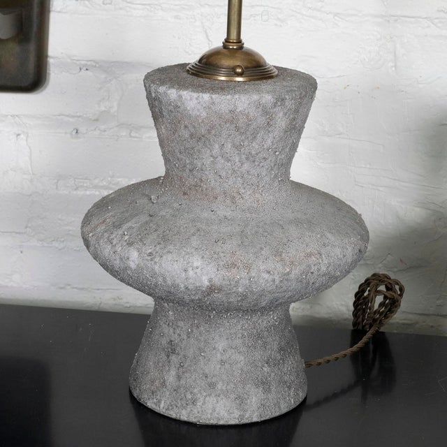 Pair of Gray Ceramic Table Lamps For Sale - Image 4 of 9
