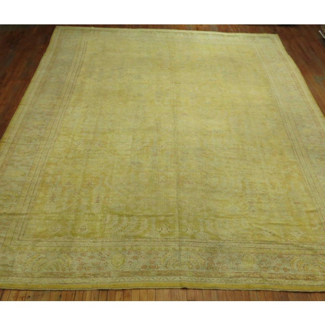 Spectacular Pale Yellow Antique Oushak Rug For Sale In New York - Image 6 of 6