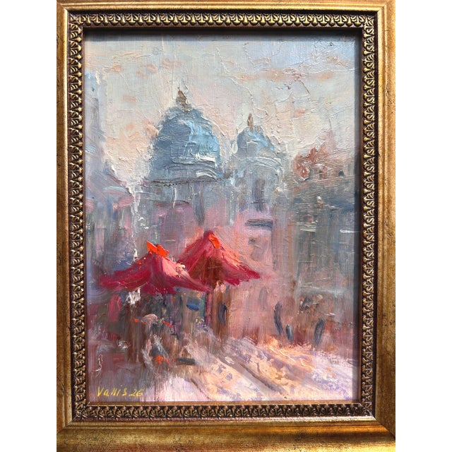 Framed Original Oil Painting "Parisian Cafe Near Sacré-Cœur" by v. Serova For Sale - Image 4 of 9