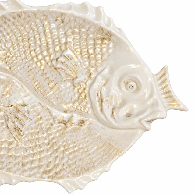 Bordallo Pinheiro Vintage Bordallo Pinheiro Double Fish Platter — White Portuguese Majolica, 15.5" For Sale - Image 4 of 5