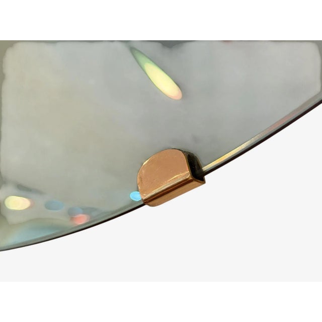 Green Contemporary, Concave Glass, Brass, Vintage Green Modern Space Age Wall Mirror For Sale - Image 8 of 9