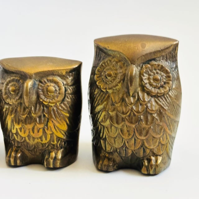 Vintage Brass Owls - Set of 3 - Made in Korea For Sale In San Francisco - Image 6 of 10