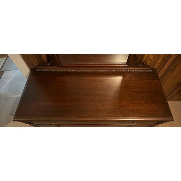 Traditional Traditional Vintage Vanity Suite With Carved Wood Mirror and Storage Pedestals For Sale - Image 3 of 7